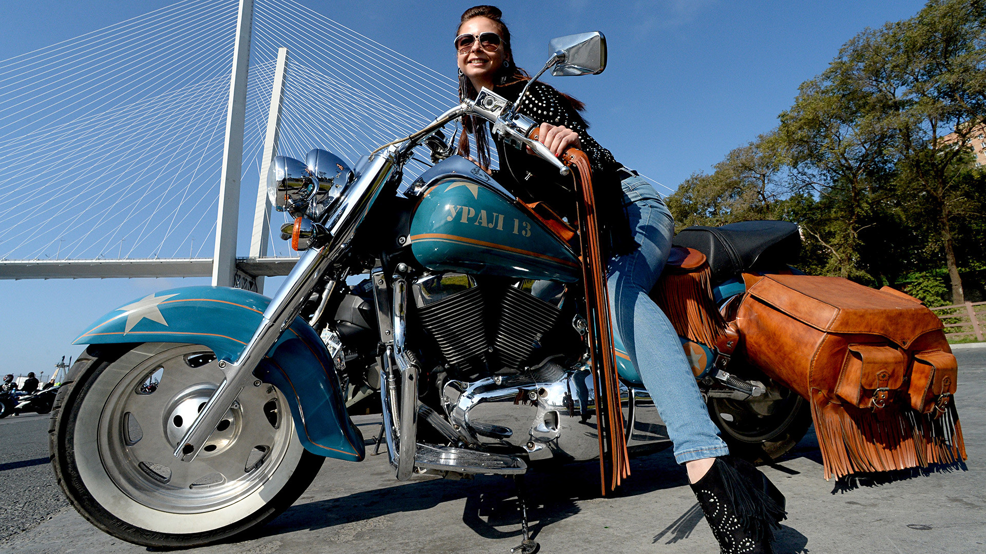 A view of a Russian motorcycle on a Harley-Davidson motorcycle