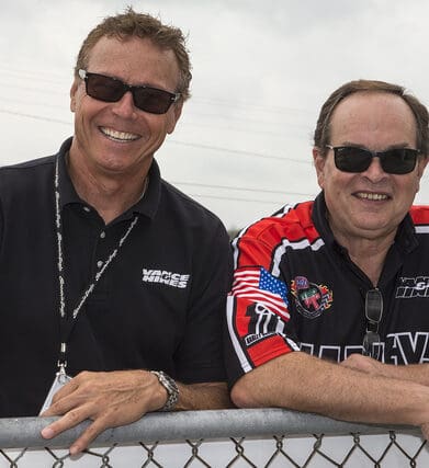 A view of Vance and Hines, founders of the brand of the same name, prior to their being inducted into the Daytona-based Motorsports Hall of Fame