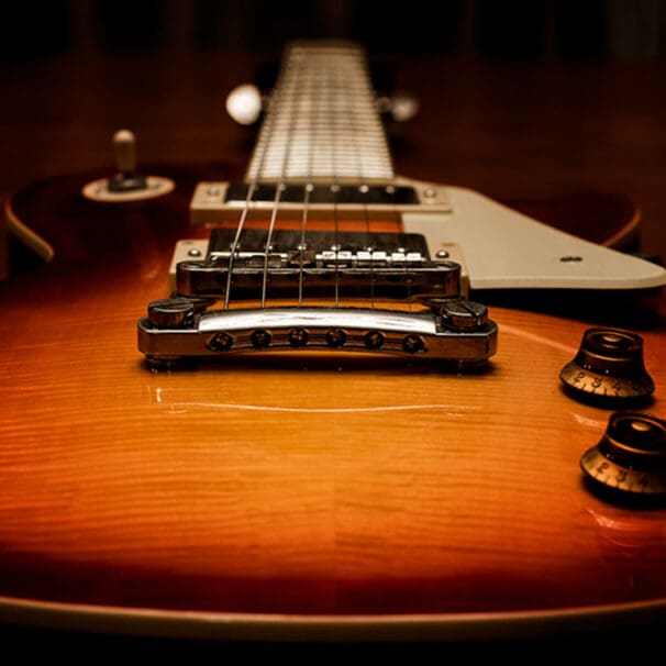 A view of Gibson guitars and triumph adverts in anticipation of an upcoming partnership with Gibson