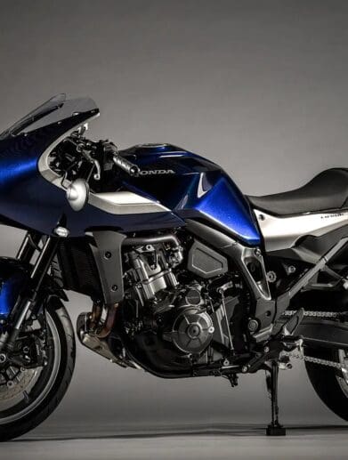 A view of the New Honda HAWK 11 that was just unveiled at the Osaka Motorcycle Show this past weekend, on March 19.