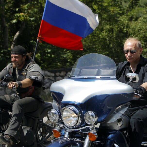 A view of a Russian motorcycle on a Harley-Davidson motorcycle