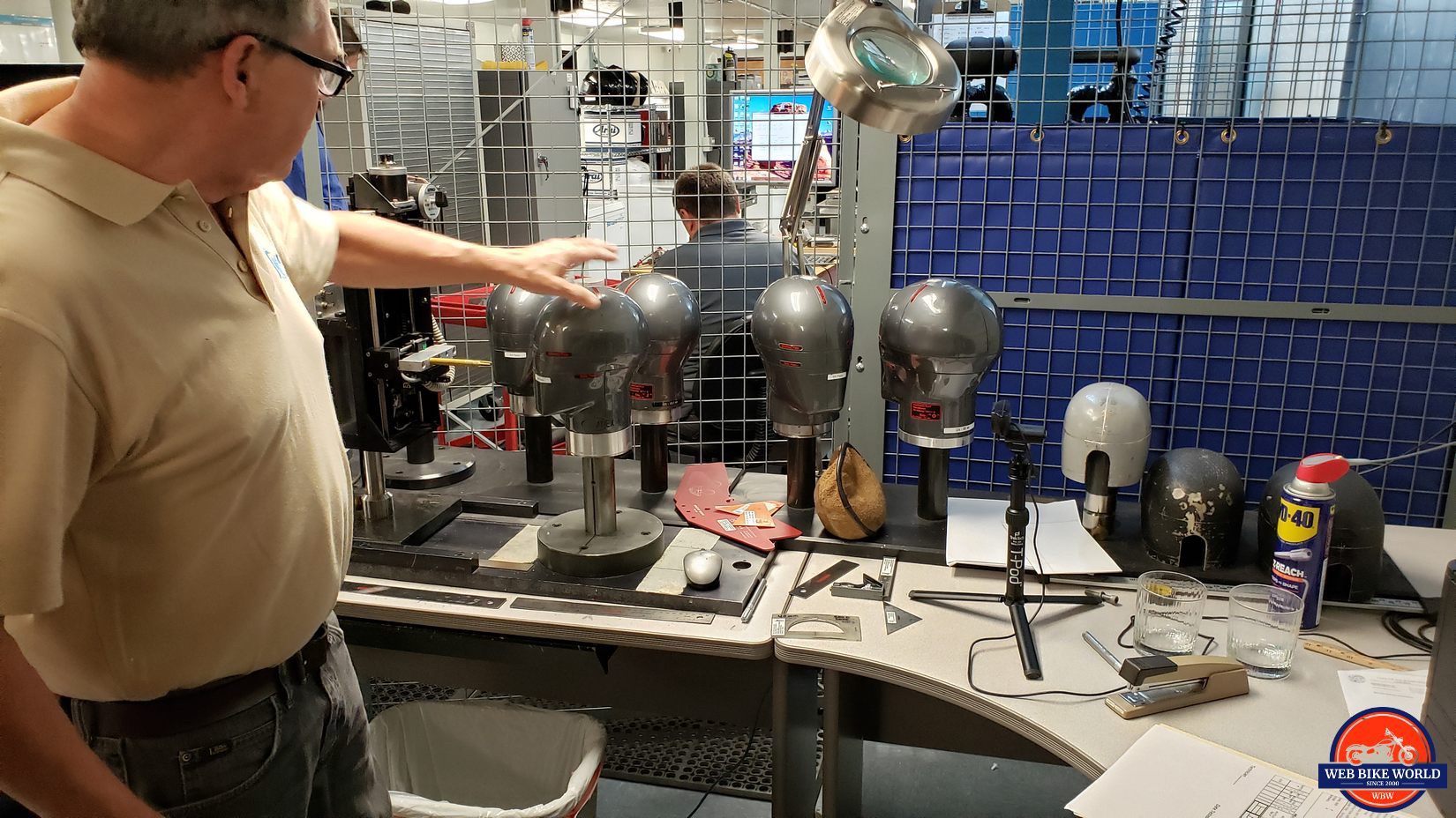 Different headforms used for testing at the Snell Memorial Foundation