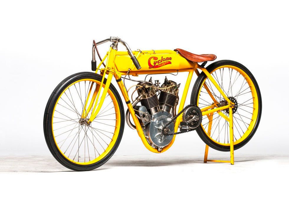 Steve McQueen's 1915 Cyclone Boardtracker photographed for auction in 2015.