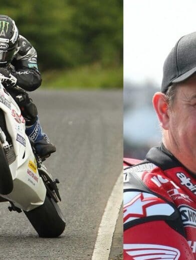 A view of motorcyclists on the Isle of Man TT race as John McGuiness takes viewers on a tour of the first half of the circuit
