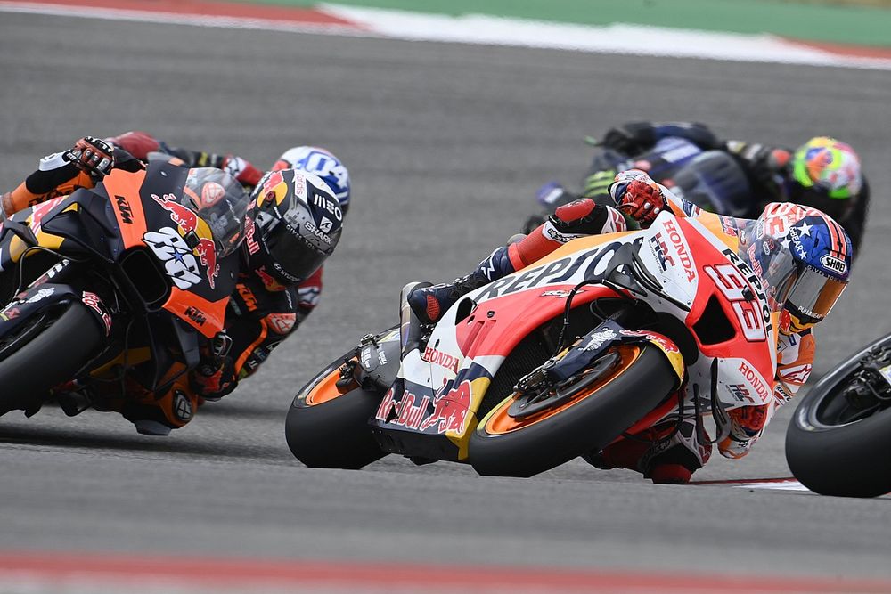 A view of Marc Marquez on his Repsol machine, with his recent last place standing at the Americas Grand Prix