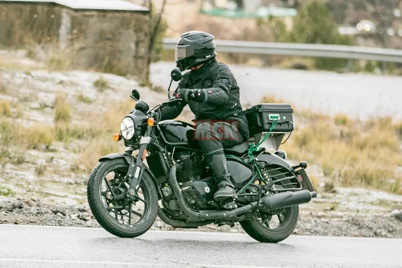 A view of the Royal Enfield Super Meteor 650 that was spotted by MCN