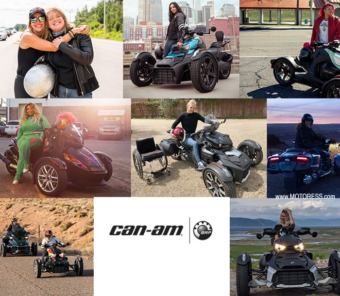 A view of international female ride day riders from all walks of life in connection with Can Am