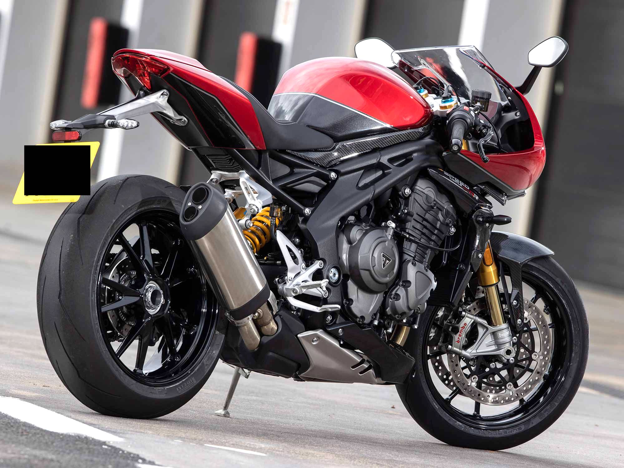 A view of the Triumph Speed Triple RR and RS that are affected in a recall involving a loose disc brake