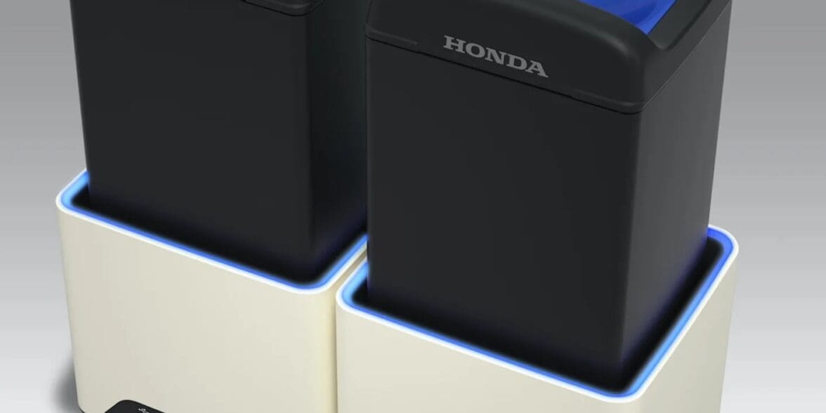 A view of Honda's swappable battery system, designed to take on lower-cc systems in direct competition with Gogoro
