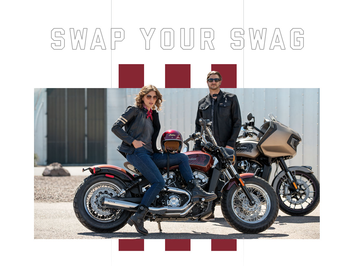 A view of the swap your swag event that is being held by indian motorcycles