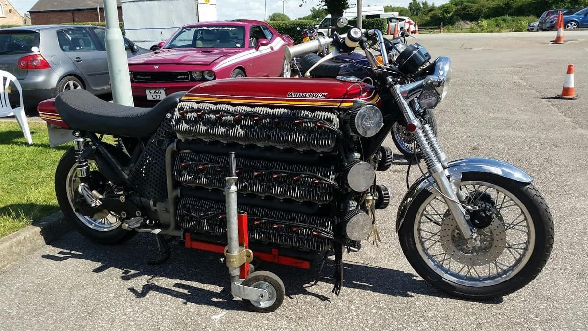 A motorcycle with 48 cylinders called the tinker toy