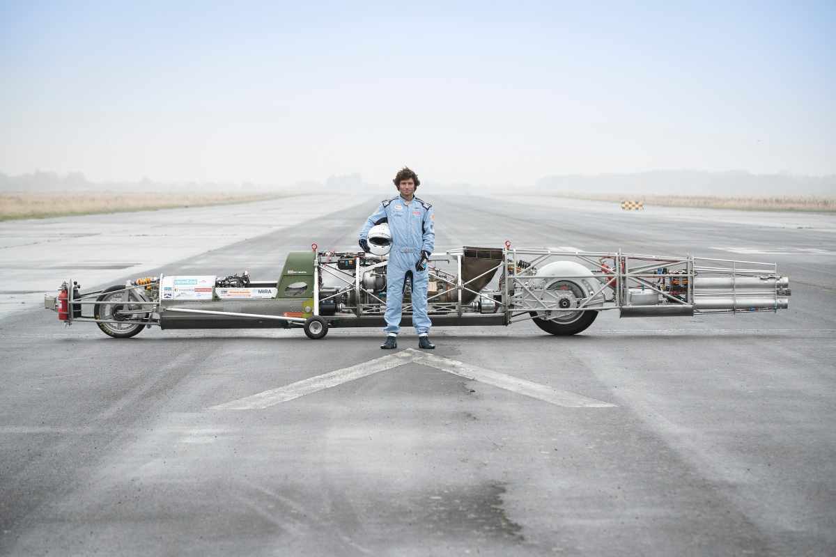 A view of Guy Martin attempting a speed record