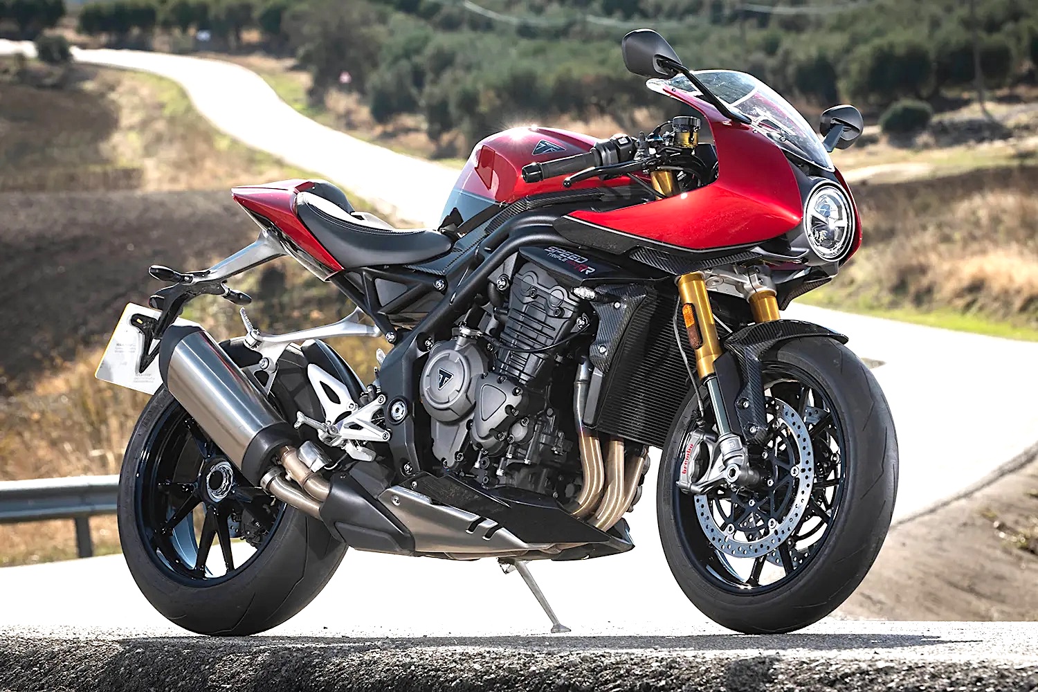 A view of the Triumph Speed Triple RR and RS that are affected in a recall involving a loose disc brake