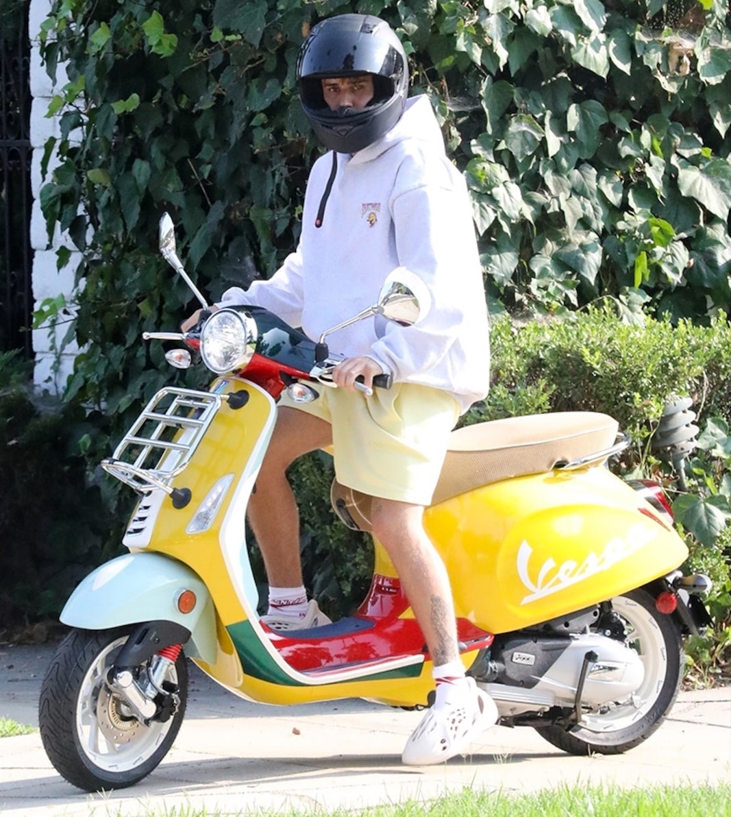 A view of Justin Bieber's recent collaboration with Vespa, including his use of a machine pre-collab
