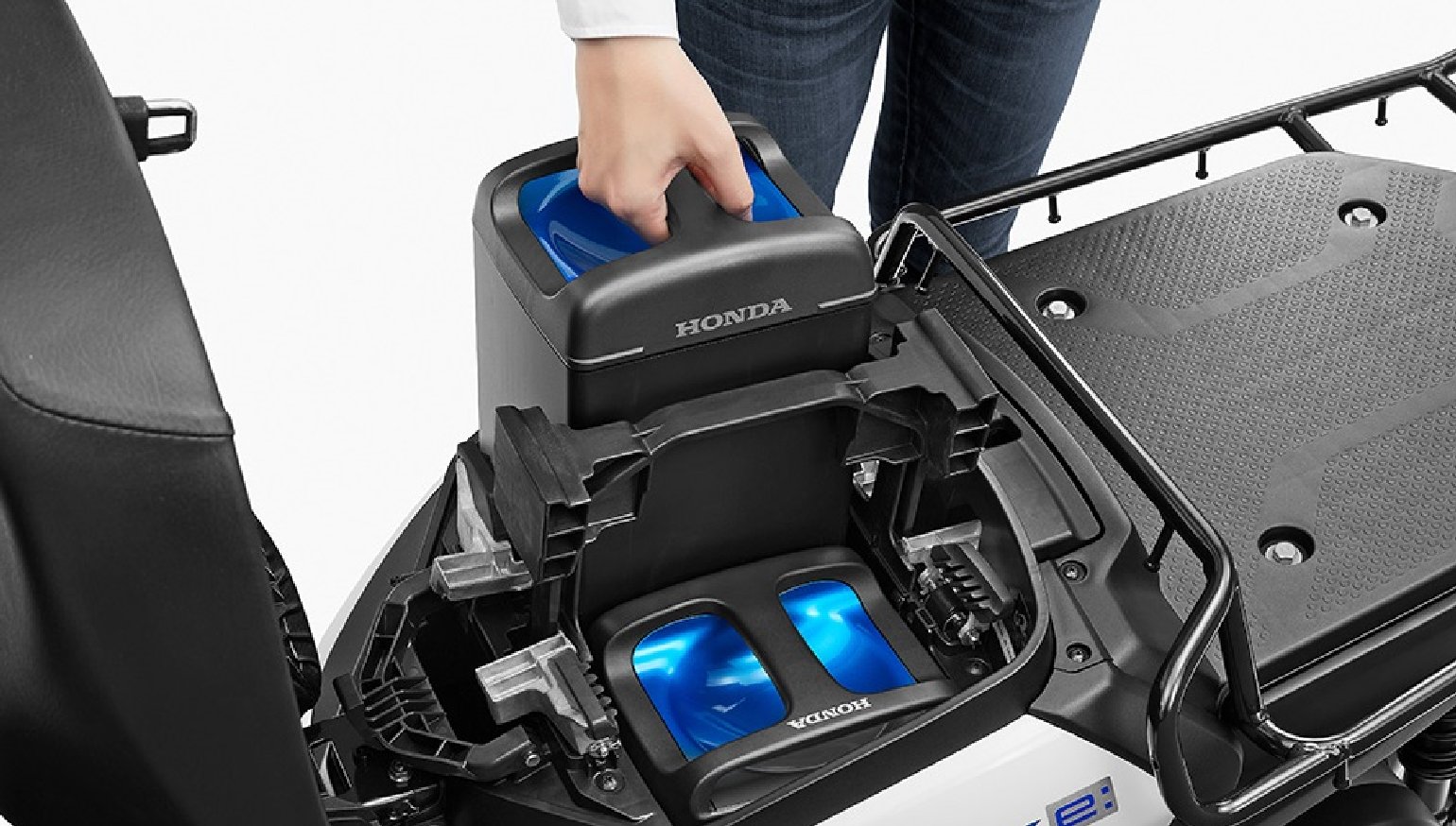 A view of Honda's swappable battery system, designed to take on lower-cc systems in direct competition with Gogoro