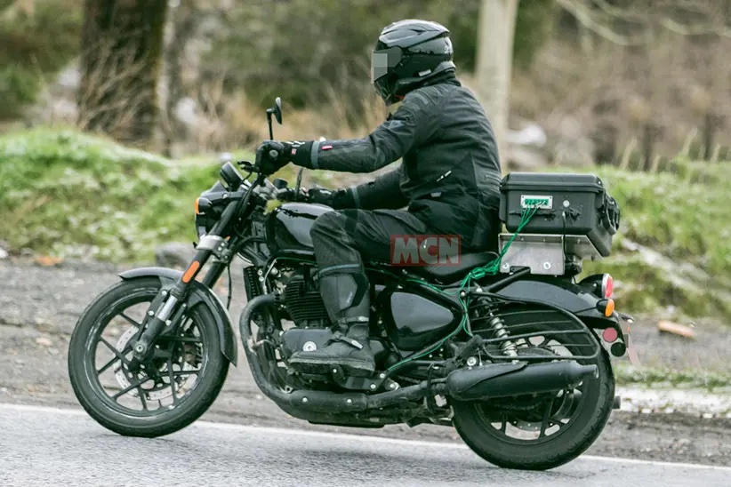 A view of the Royal Enfield Super Meteor 650 that was spotted by MCN