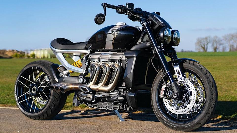 a Terminator-esque 2019 Triumph Rocket III TFC custom built by specialist Thornton Hundred