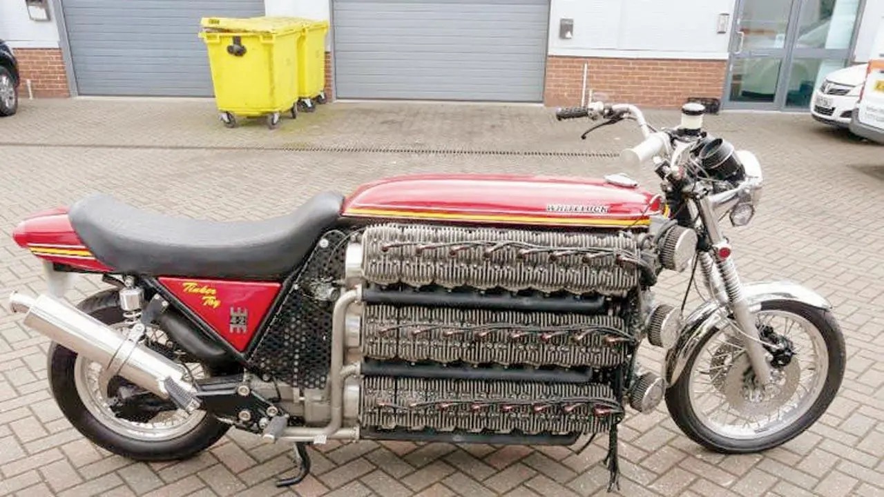 A motorcycle with 48 cylinders called the tinker toy