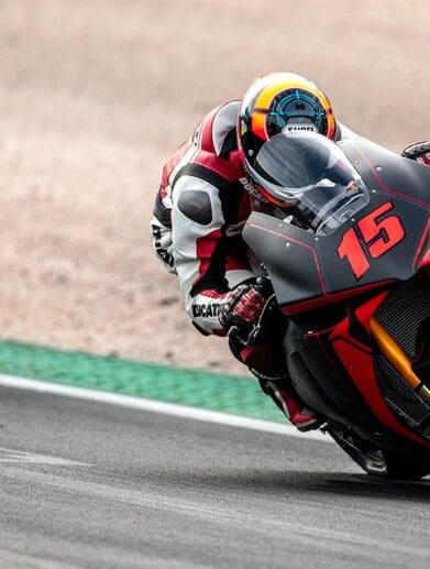 A view of the Ducati electric motorcycle