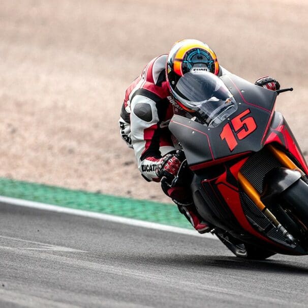 A view of the Ducati electric motorcycle