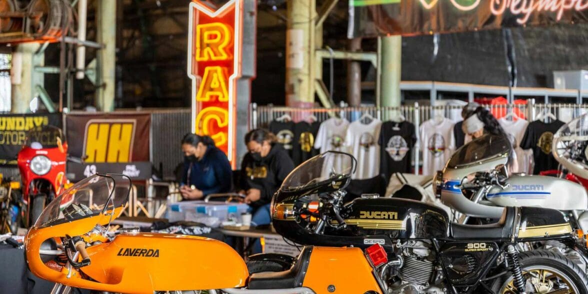 A view of the One Show offerings available in the form of stunt shows, custom motorcycles, and of course the obligatory beautiful people to talk with about builds, bikes and moto beauty of all shapes and sizes.