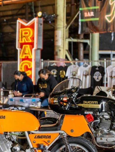 A view of the One Show offerings available in the form of stunt shows, custom motorcycles, and of course the obligatory beautiful people to talk with about builds, bikes and moto beauty of all shapes and sizes.