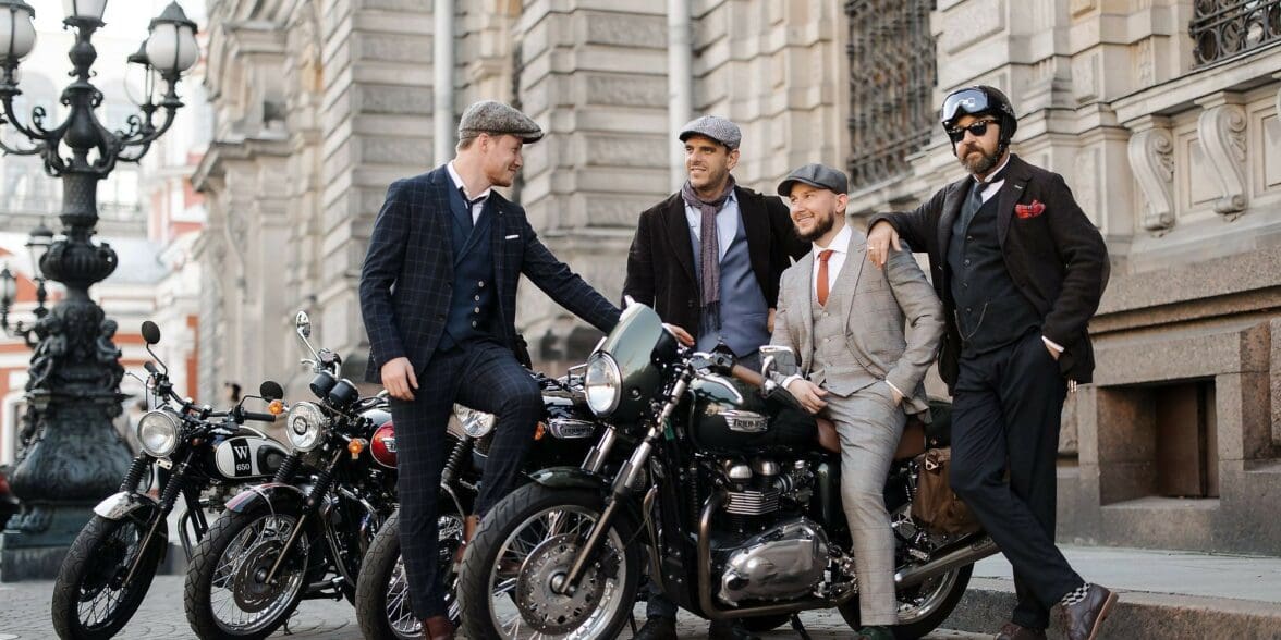 A view of the riders connected to the Distinguished Gentlleman's Ride, as well as relevant adverts related to the same from a recent press release from The Distinguished Gentleman's Ride