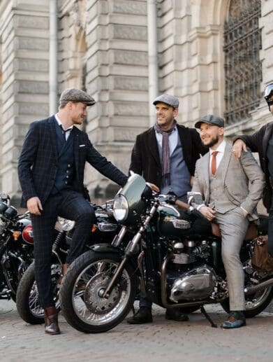 A view of the riders connected to the Distinguished Gentlleman's Ride, as well as relevant adverts related to the same from a recent press release from The Distinguished Gentleman's Ride