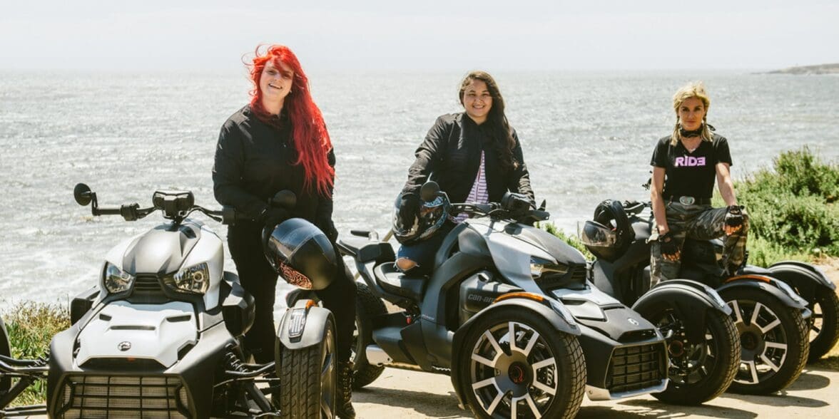 A view of international female ride day riders from all walks of life in connection with Can Am