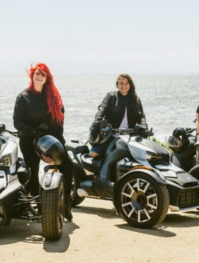 A view of international female ride day riders from all walks of life in connection with Can Am