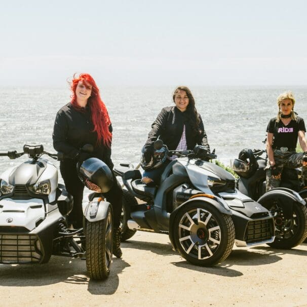 A view of international female ride day riders from all walks of life in connection with Can Am
