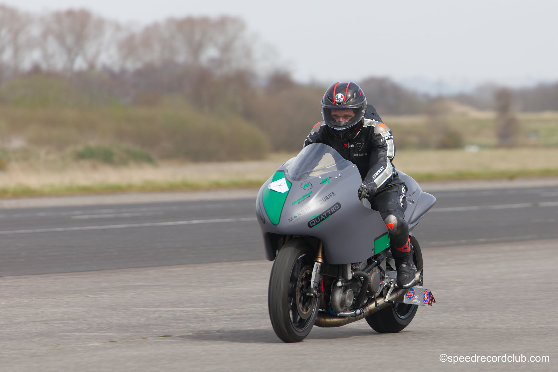 A view of Guy Martin attempting a speed record