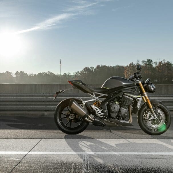 A view of the Triumph Speed Triple RR and RS that are affected in a recall involving a loose disc brake