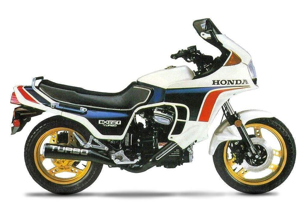 A Honda CX650 Turbo motorcycle from 1983