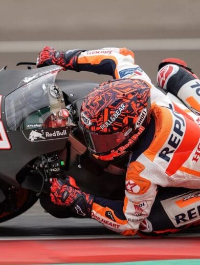 A view of Marc Marquez on his Repsol machine, with his recent last place standing at the Americas Grand Prix