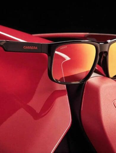 A view of the eyewear collection created in collaboration with Carrera and Ducati.