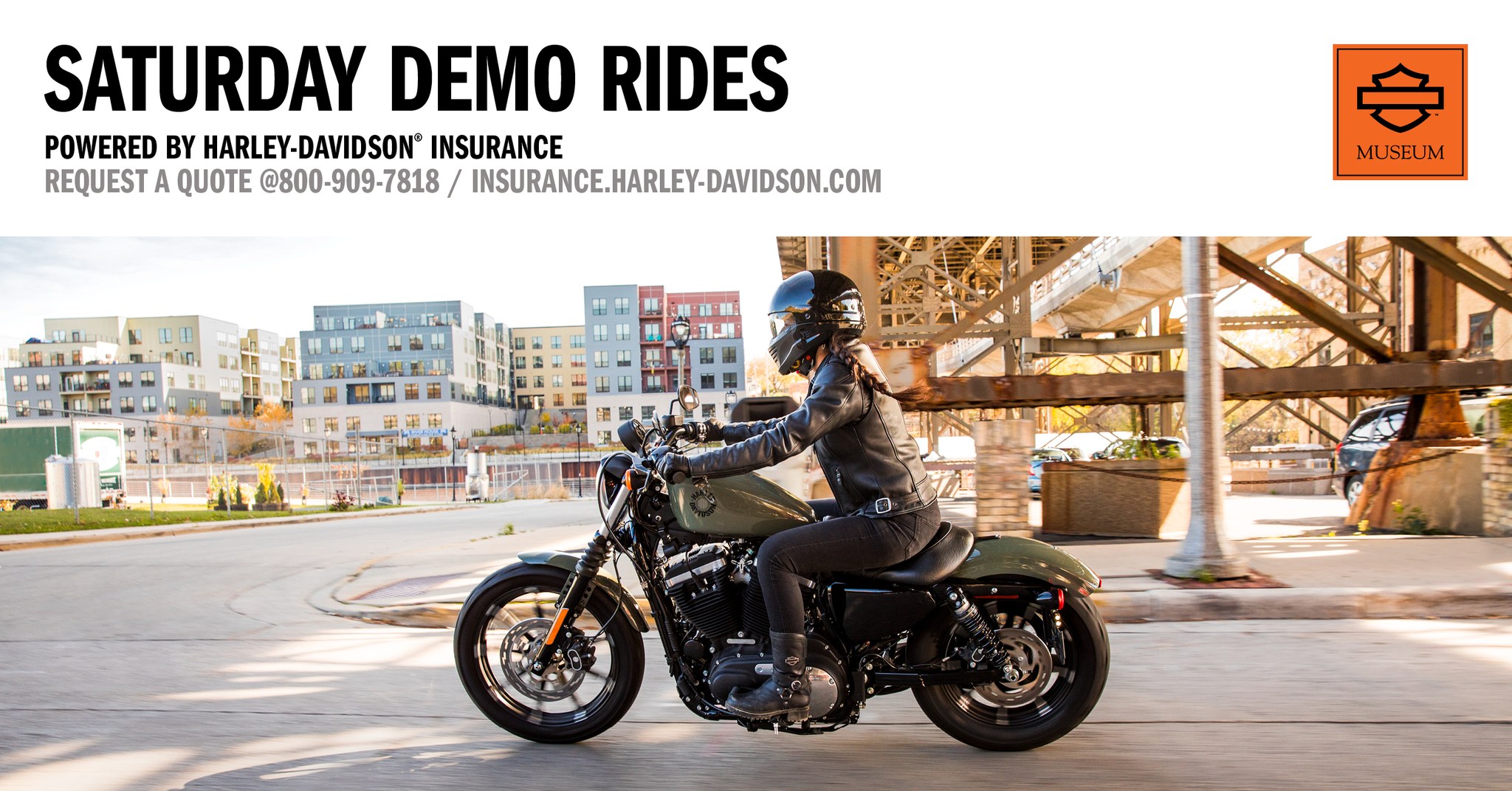 An advert of the Harley demo rides