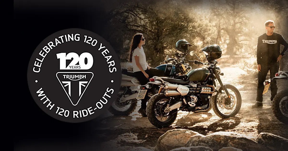 A view of Triumph machines in the celebration of Triumph's 120th