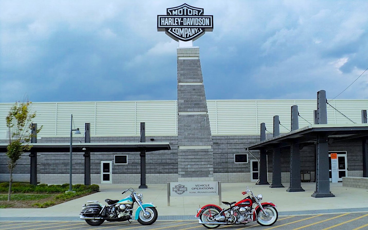 A view of Harley-Davidson bikes made in connection with plants in New York and Pennsylvania.