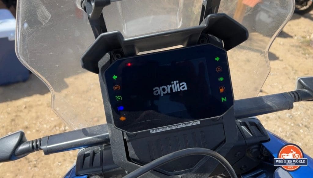 The Aprilia Tuareg 660 cockpit view.