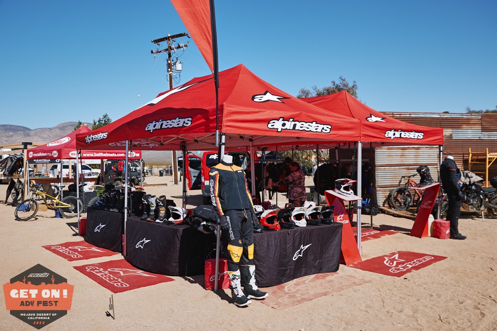 The Alpinestars Tent at GET ON! Adv Fest Mojave.