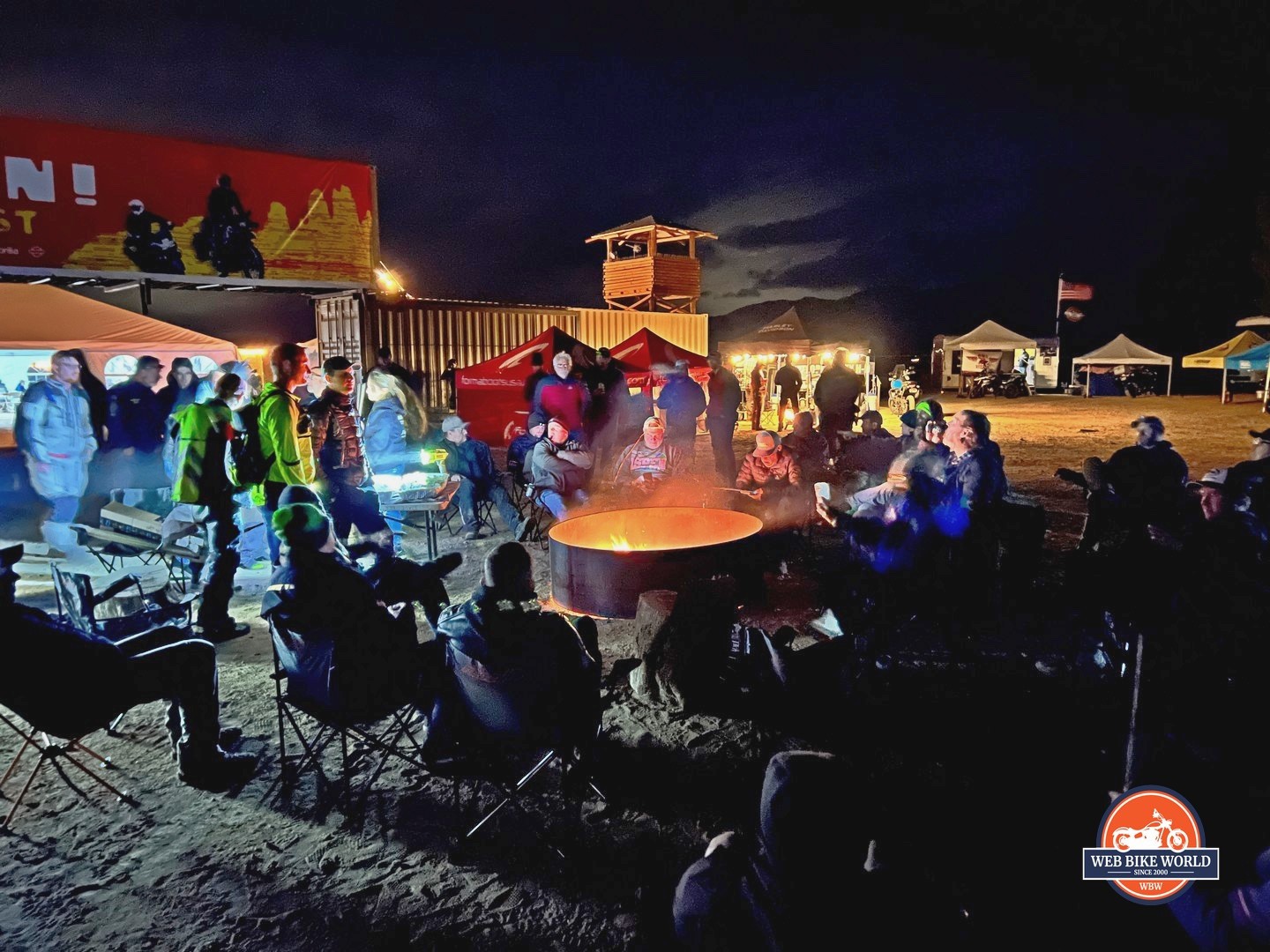 A warmer night spent enjoying each others' company around the fire at GET ON! Adventure Fest Mojave.