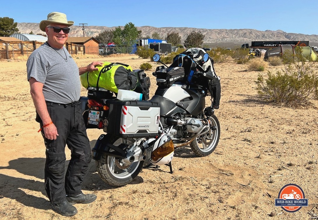 Glen West and his GS heading back home from GET ON! Adv Fest Mojave.