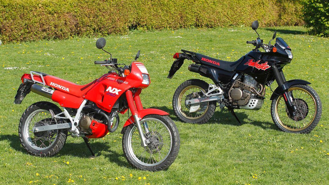 A view of the original Honda NX650 Dominator, which was conceived between 1988 and 2003
