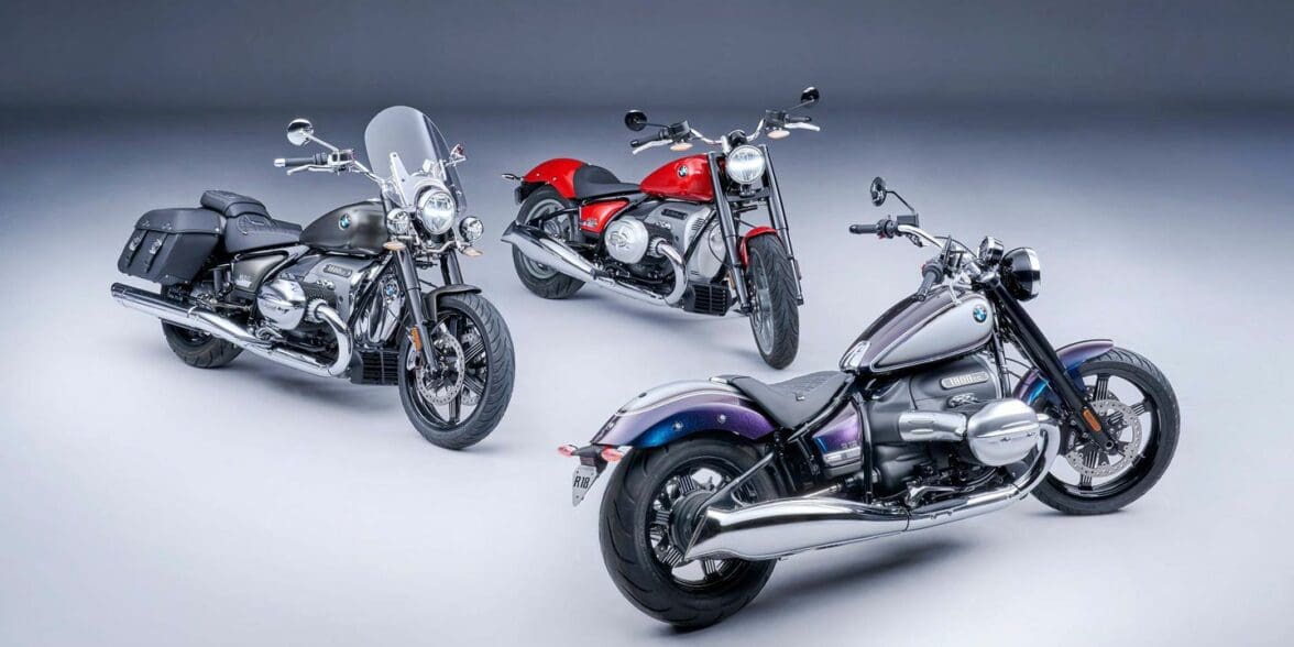 A view of BMW's current range of 1200cc-1800cc bikes