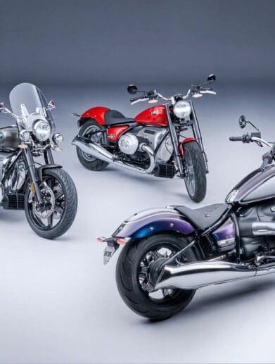 A view of BMW's current range of 1200cc-1800cc bikes