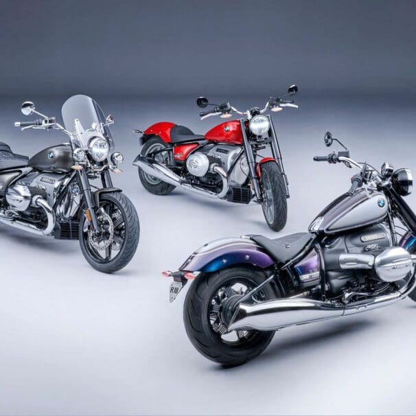 A view of BMW's current range of 1200cc-1800cc bikes