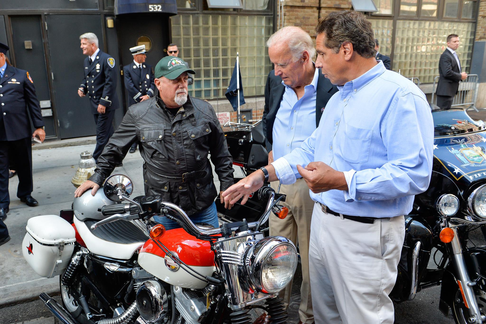 A view of President Biden in affiliation with a handful of motorcycles