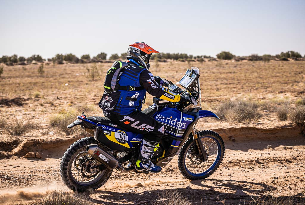 A view of the Yamaha Tenere 700 World Raid that beat the competition at the 2022 Tunisia Rally