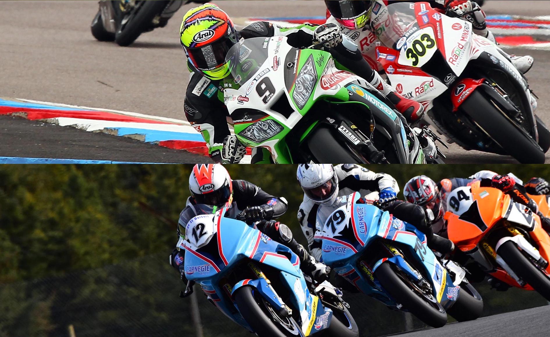 A group of racing machines on the Knockhill Racing Circuit, Courtesy of Knockhill